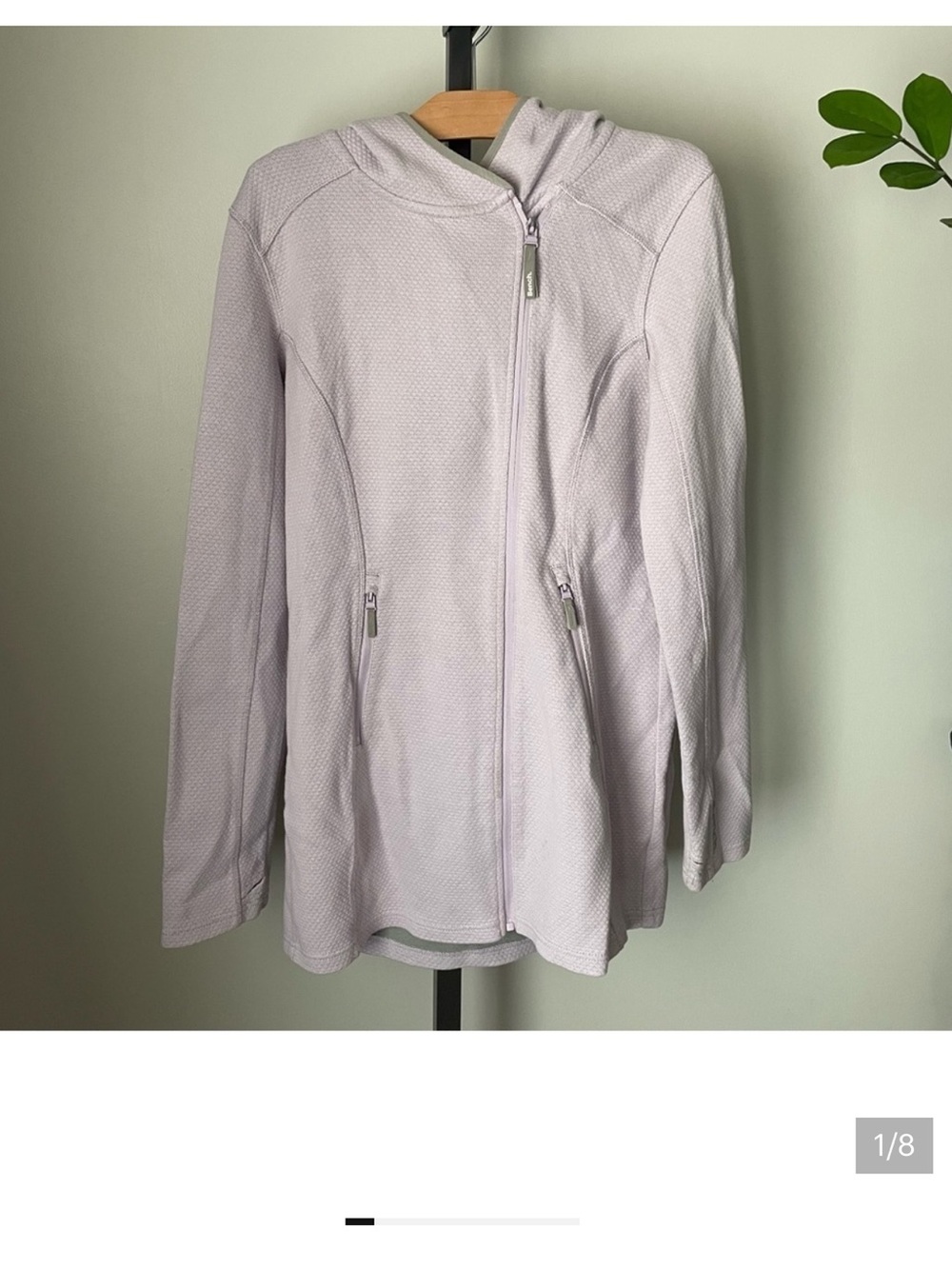 Bench Hooded Longline Jacket Asymmetrical Zipper Long Pastel Purple Size XL